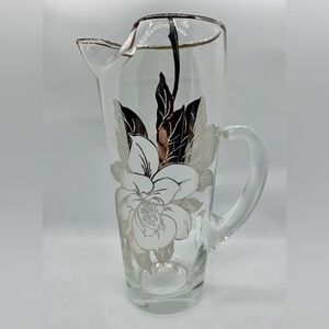 Vintage Imperial Sterling Silver Overlay Glass Pitcher 8.75”